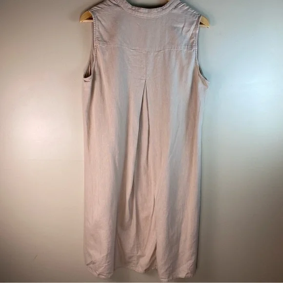Anne Klein Woman’s Dress Large Linen Sleeveless Tan - Picture 2 of 7